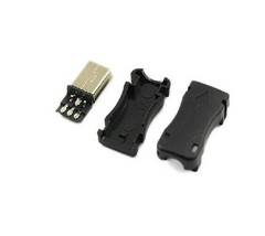 2pcs connector Mini-USB Mini USB male plug Plastic Shell solder for cable