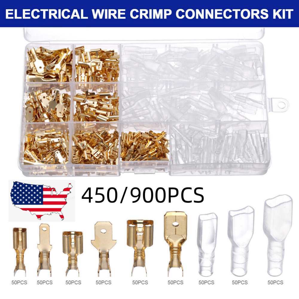 900X Assortment Male Female Spade Terminals Electrical Wire Crimp Connectors Kit