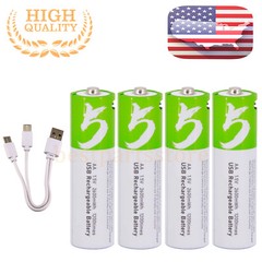 4pcs 750/2600mWh AAA AA Battery W/ Type-C USB Rechargeable Lithium ion Batteries