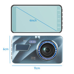 Touch Screen Dash Cam 4″ 1080P Dual Lens Car DVR Recorder Front And Rear Camera