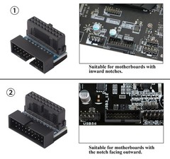 2PCS Down Right Angle USB 3.0 19-Pin Motherboard Internal Header Adapter 20pin