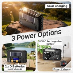 Portable Radio Dual-Antenna AM FM SW Bluetooth USB Rechargeable – Easy to Use