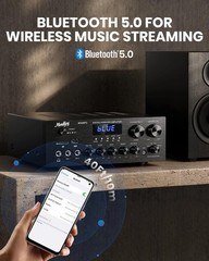 Bluetooth 5.0 Stereo Receiver – 400W Peak Audio Amplifier for Home Theater