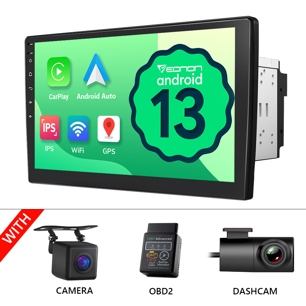 CAM+DVR+OBD+Double 2DIN 10.1″ Car Stereo Android 13 GPS System Head Unit CarPlay