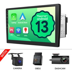 CAM+DVR+OBD+Double 2DIN 10.1″ Car Stereo Android 13 GPS System Head Unit CarPlay