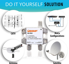 BAMF 2-Way Coax Cable Splitter, Bi-Directional Moca 5-2300Mhz – High-Performance