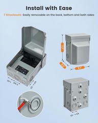 SURAIELEC 60 Amp NonFused AC Disconnect Box with PullOut Switch and GFCI Rece…