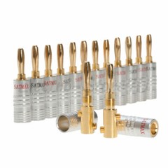 24K Gold Plated Audio Screw Banana Plug Speaker Wire Jack Connector Pack Lot
