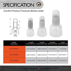 Conext Link 300 Closed End Crimp Cap Terminal Connector 22-18 16-14 12-10GA