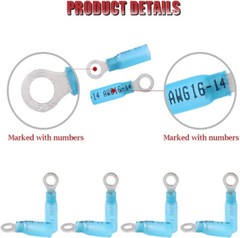 Waterproof Heat Shrink Ring Terminals M5 M6 M8 M10 Wire Connectors 16-14 AWG Kit