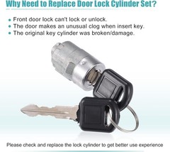 1Pcs Door Lock Cylinder w/ 2 Key for 1500 2500 3500 Yukon for Silverado Tahoe Su