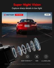 REDTIGER 4K Dash Cam Front and Rear, Touch Screen 3.18 Inch, Free 64GB Card