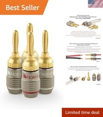 4 Pcs 24k Gold Banana Plugs – Effortless Audio System Connection, 10-18 AWG
