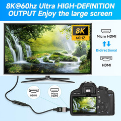 8K Micro HDMI to HDMI Adapter (2 Pack), HDMI Female to Micro HDMI Male HDMI 2.1
