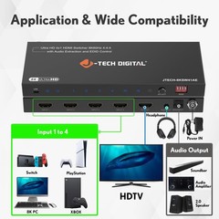 8K HDMI Switch 4 in 1 Out 8K60Hz 4K120Hz 1080P240Hz, HDR HDCP2.3 EDID, Suppor…