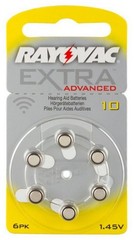 6 x Rayovac Hearing Aid Batteries 10 Extra Advanced 1.45V 105mAh 10AU-6XEMF