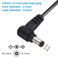 5Ft 5.5mm x 2.1mm Male to Female Right Angle DC Power Coiled Cable Cord 1pcs