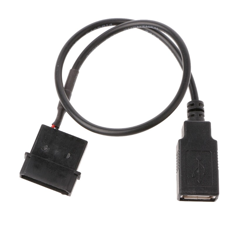 PC Internal 5V 2-Pin IDE Molex To USB 2.0 Type A Female Power Adapter Cable 30cm
