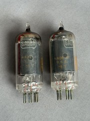 Pair RCA 6AU6A tubes, black plates, new old stock matched date codes MT = 1962