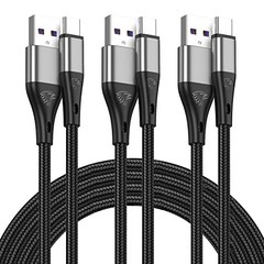USB to USB C Cable,3Pack Premium Nylon Braided Fast Charging,3A Rapid 10ft Grey