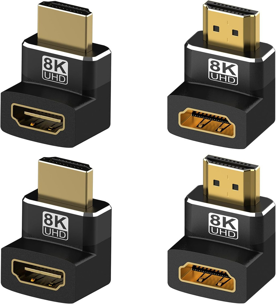 4 Pack 8K HDMI 2.1 Male to Female Adapter Right Angle Connector up down Angle