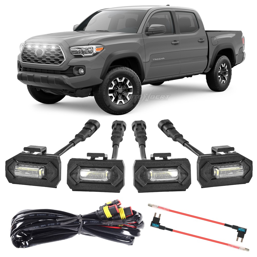 4x For Toyota Tacoma TRD 2020~2023 Amber White Grille Light LED DRL Raptor Style