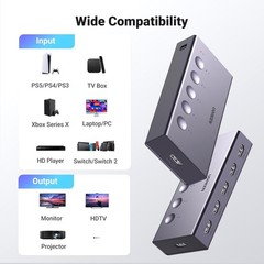 UGREEN HDMI Switch 5 In 1 Out 4K@60Hz with Remote Support 3D CEC HDR HDCP2.2