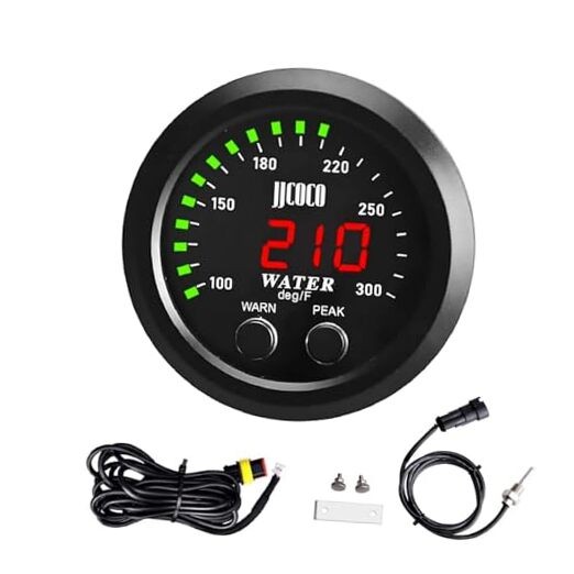 Universal 52mm Water Temperature Gauge with Alarm and Joint Pipe: None Green