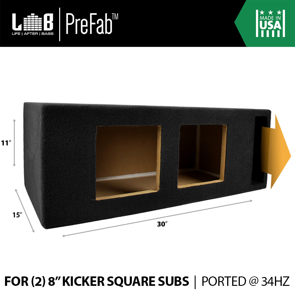 1.50 ft³ Ported Enclosure Box for Dual Kicker 8″ Solo-Baric L7 Square Subwoofers