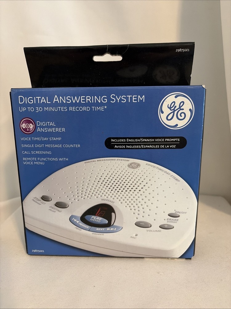 GE Digital Answering Machine White 29875GE1 Used In Original Box Free Ship