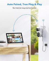 CAMCAMP Wireless Security Camera System with 10.1″ Monitor+4pcs 2K Dual Lens Cam