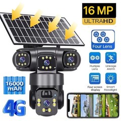 2PCS 16MP HD 4G SIM Solar Battery Powered Outdoor Pan/Tilt Home Security Camera