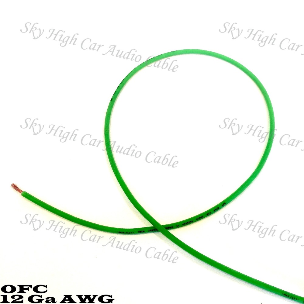 OFC 100 ft 12 Ga AWG Copper Primary Remote Wire GREEN Sky High Car Audio Lead