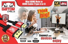 Mini HDMI to HDMI Cable Adapter Converter 4K UHD High Speed HD HDMI A to Mini C