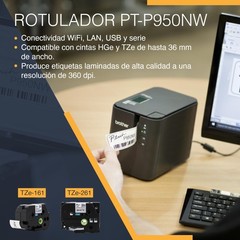 Brother PT-P950NW Professional Label Printer Wi-Fi 100-240V for Laminated Tape