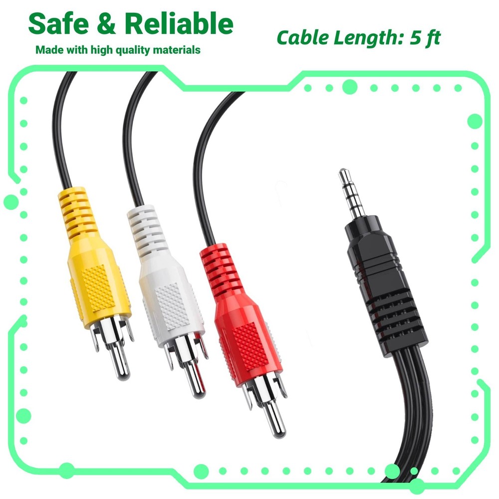 5ft A/V 3 RCA Audio Video Cable Fits for Roku LT,Roku HD,Roku XD,Roku XS
