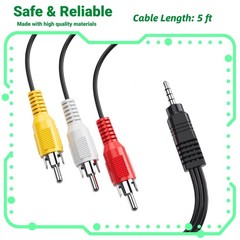 5ft A/V 3 RCA Audio Video Cable Fits for Roku LT,Roku HD,Roku XD,Roku XS