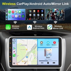 Android Auto Single 1 DIN 10.1″ Car Stereo GPS Radio Floating QLED Screen+Camera