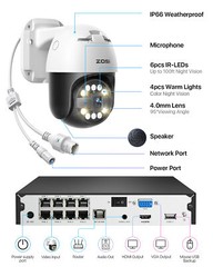 ZOSI 8MP 4K 8CH NVR 5MP PT PoE Home Security Camera System AI Person Detection