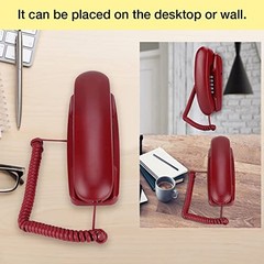 Corded Home Phone, Wall Mount Telephone, Extension Phone with Last Red
