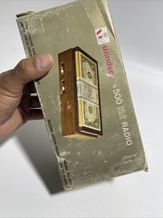 Vintage Lucite $500 1974 US One Dollar Bills Paperweight AM Radio Retro New