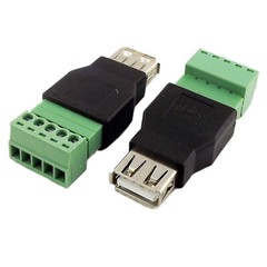 USB 2.0 Type A Female to 5 Pin Screw with Shield Terminal Plug Adapter Connector