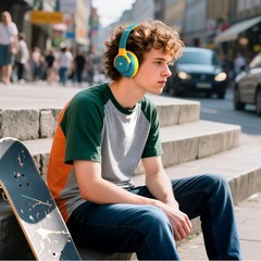 KVIDIO Bluetooth Headphones Over Ear, 65 Hours Playtime Wireless – Green/Orange