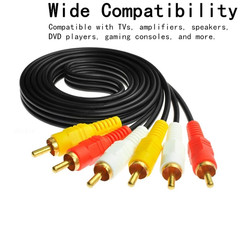 6ft 3-RCA Red White Yellow Composite Stereo Audio Video AV Cable Cord VCR DVD