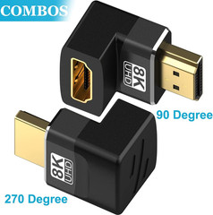 4 Pack 8K HDMI 2.1 Male to Female Adapter Right Angle Connector up down Angle