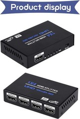 1×4 HDMI Splitter, 1 in 4 Out HDMI Splitter Audio Video Distributor Box Support