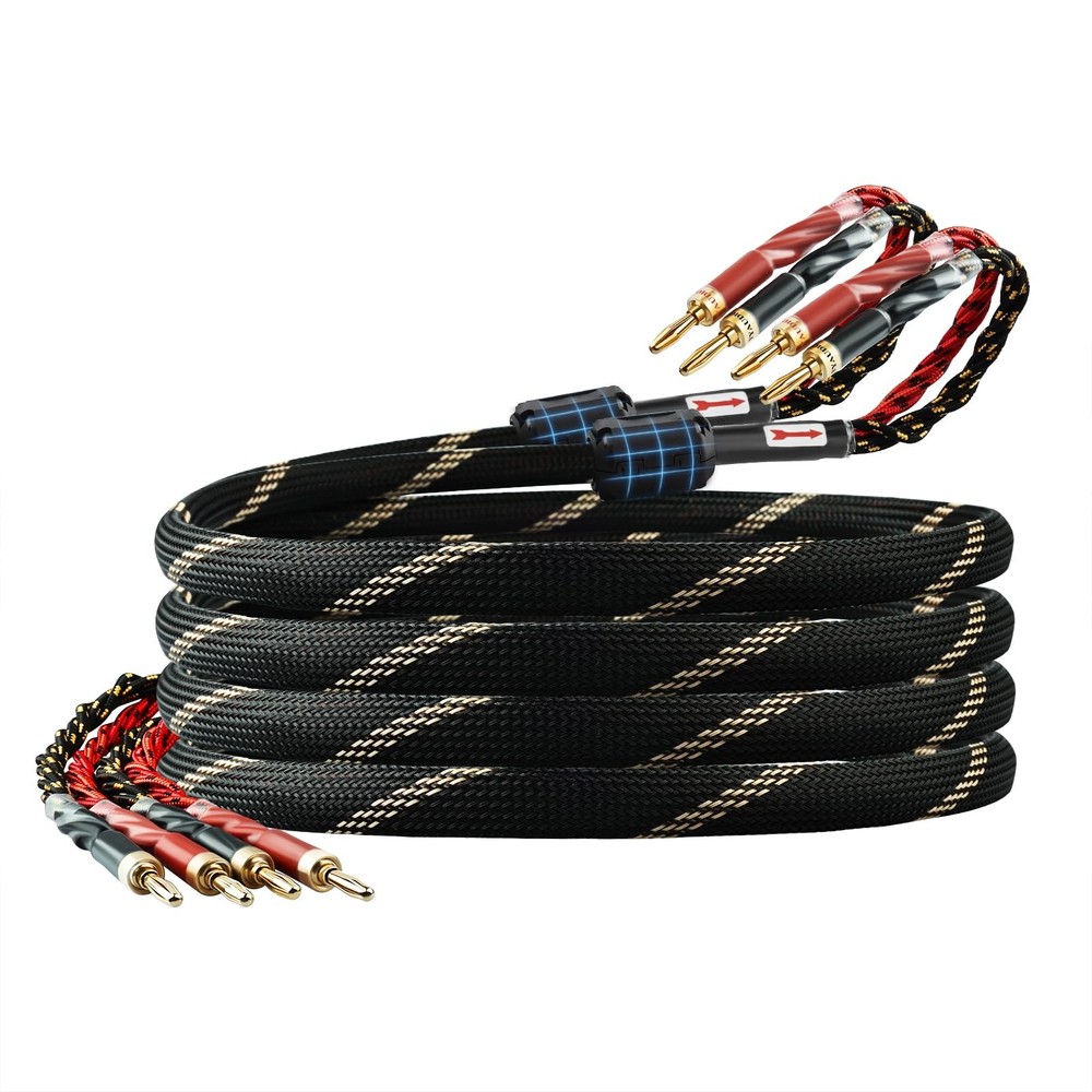 Speaker Cable 2Pack 9.84ft 10 AWG Banana Plugs 4N OFC Nylon Braid YYTCG Wire