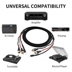 Phono Cable with Ground 6.56ft – All-in-RCA Cable & Turntable Ground Wire,Hig…