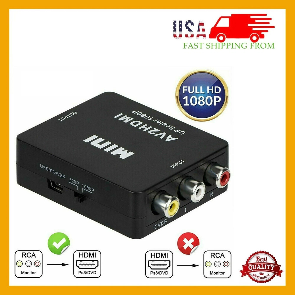 LOT RCA AV to HDMI HD Converter Composite CVBS Video Adapter Wii NES SNES Black