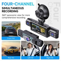 4Lens 1080P Car Dash Cam Front and Rear Inside Left Right +Wifi Supports 8-128GB